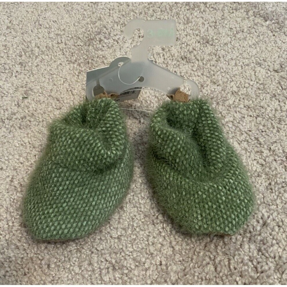 Cloud Island Infant Baby Olive Green‎ Slippers Booties Size 3-6M